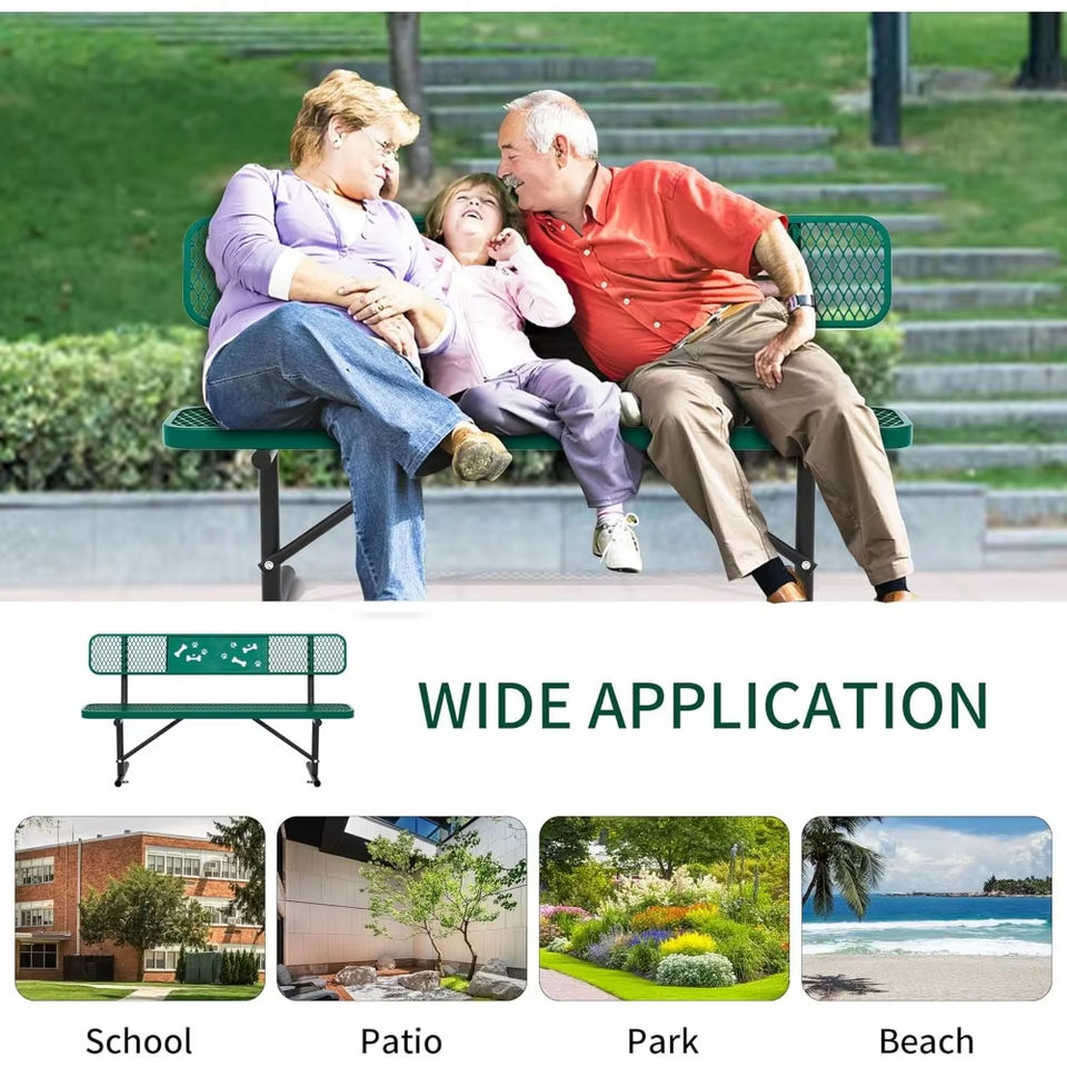 Portable Outdoor Steel Park Bench with Backrest for Commercial Use Suitable for Parks Schools and Patios