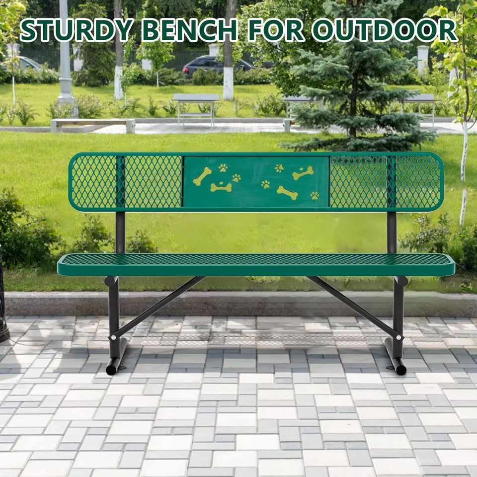 Portable Outdoor Steel Park Bench with Backrest for Commercial Use Suitable for Parks Schools and Patios