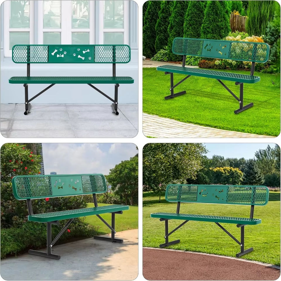 Portable Outdoor Steel Park Bench with Backrest for Commercial Use Suitable for Parks Schools and Patios