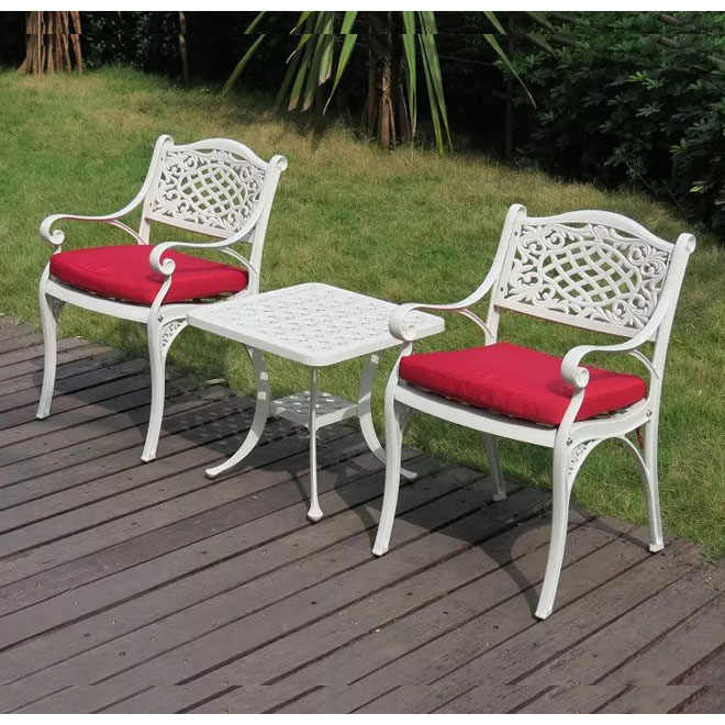 Outdoor Furniture Garden Patio Cast Aluminum Dining Table and Chairs Bistro Set Grade Disassembly Set Garden Set 2 Chair 1 Table