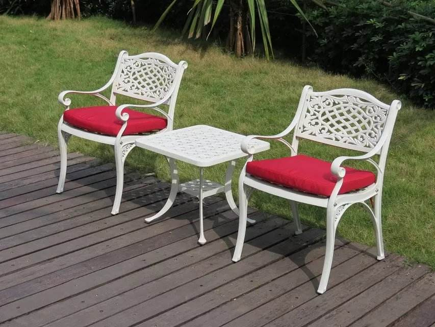 Outdoor Furniture Garden Patio Cast Aluminum Dining Table and Chairs Bistro Set Grade Disassembly Set Garden Set 2 Chair 1 Table