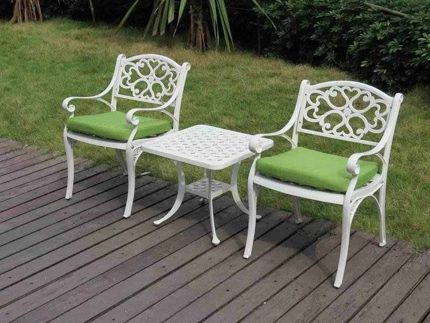 Outdoor Furniture Garden Patio Cast Aluminum Dining Table and Chairs Bistro Set Grade Disassembly Set Garden Set 2 Chair 1 Table