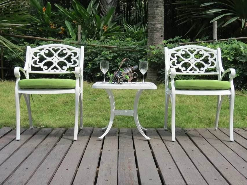 Outdoor Furniture Garden Patio Cast Aluminum Dining Table and Chairs Bistro Set Grade Disassembly Set Garden Set 2 Chair 1 Table