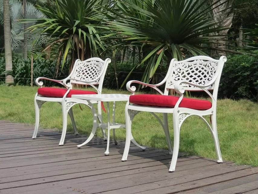 Outdoor Furniture Garden Patio Cast Aluminum Dining Table and Chairs Bistro Set Grade Disassembly Set Garden Set 2 Chair 1 Table