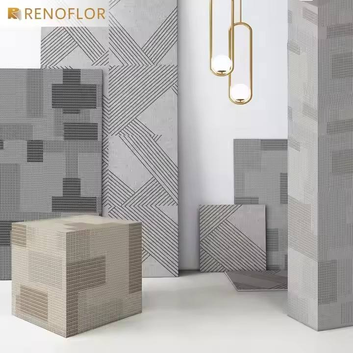 Luxury Hotel Modular Interior 100% Nylon Cut Pile Cushioned Plain Custom Pattern Printed Floor Carpet Tile for Home Office