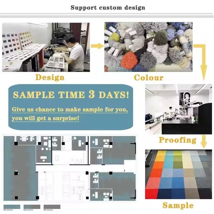 Polypropylene Commercial Bedroom 50x50 Cut Pile Washable Cushioned Floor Carpet Tiles for Office Hotel