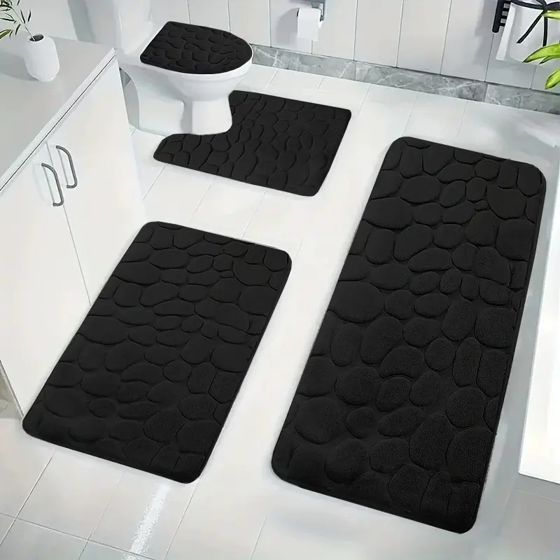 Hot Sale Most Popular Factory Spot Eco-Friendly Coral Velvet Print Machine Made Bathroom Four-Piece Set Toilet Non-Slip Floor