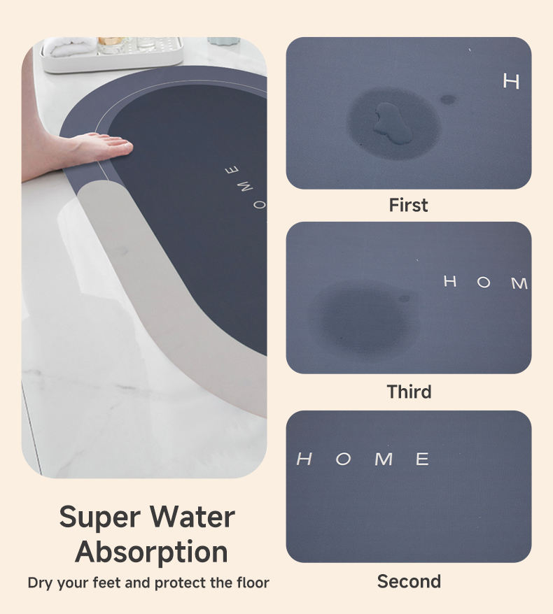 SHENGDE Cheap Sample Machine Made Water Absorbent Bathroom Carpet Washable Anti Slip Custom Rubber Diatom Bathroom Rug Bath Mats