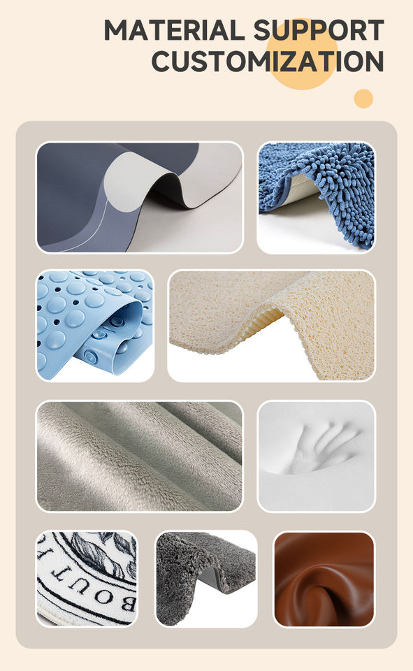 SHENGDE Cheap Sample Machine Made Water Absorbent Bathroom Carpet Washable Anti Slip Custom Rubber Diatom Bathroom Rug Bath Mats