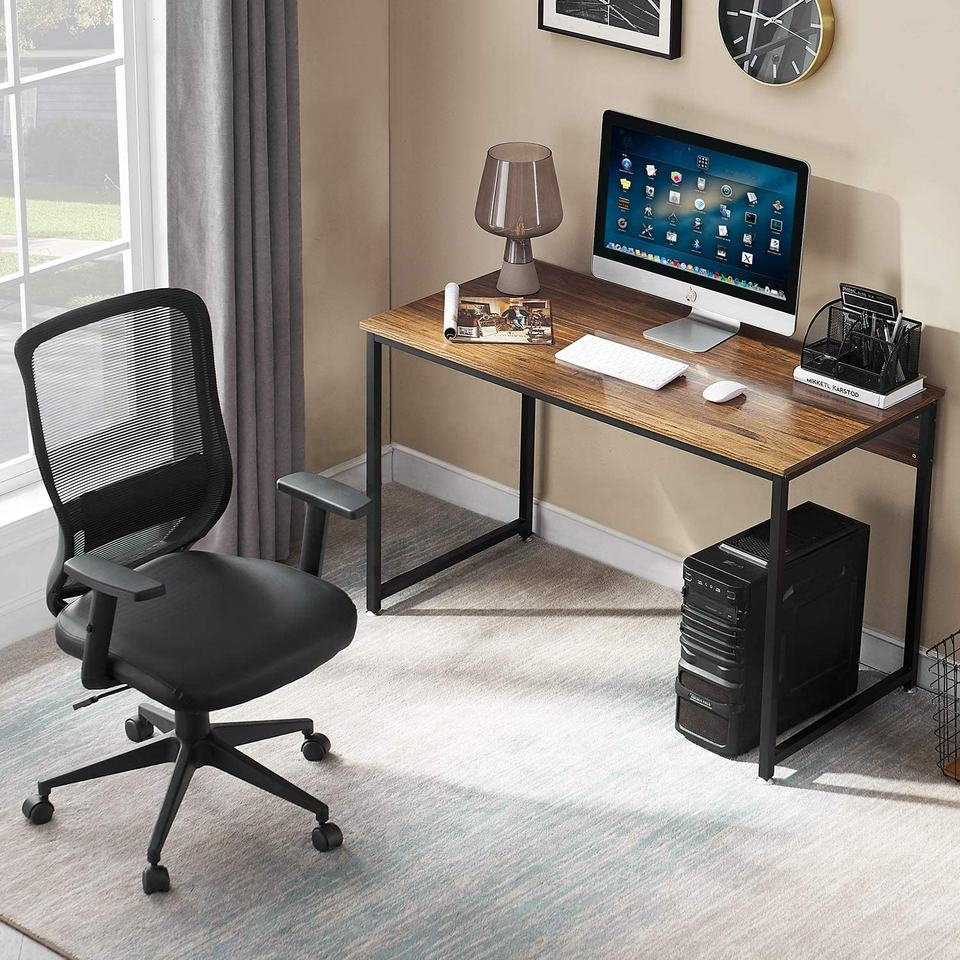 Customizable Industrial Computer Desk Wholesale Space Saving Wooden Writing Desks Sturdy Durable Metal Frame Workstation