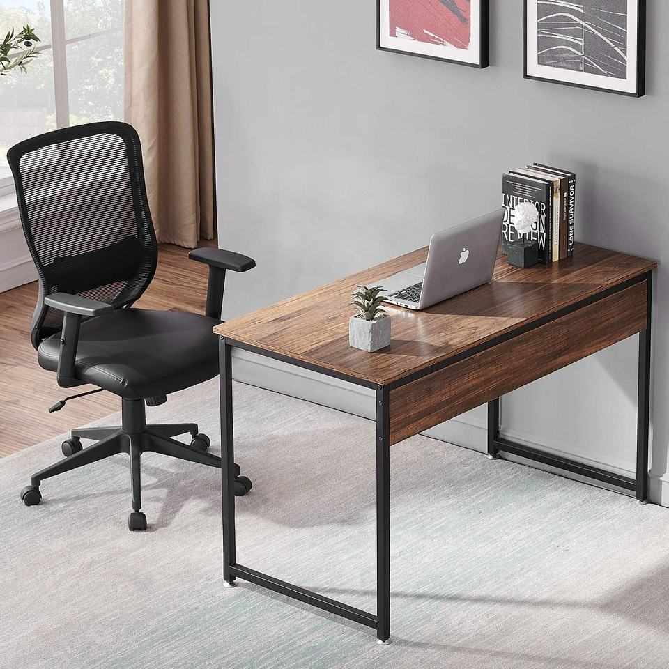 Customizable Industrial Computer Desk Wholesale Space Saving Wooden Writing Desks Sturdy Durable Metal Frame Workstation