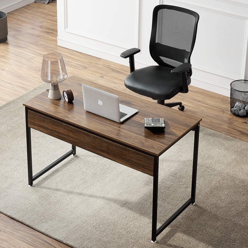 Customizable Industrial Computer Desk Wholesale Space Saving Wooden Writing Desks Sturdy Durable Metal Frame Workstation