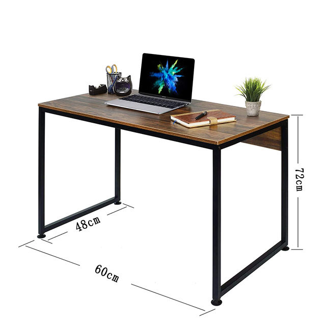 Customizable Industrial Computer Desk Wholesale Space Saving Wooden Writing Desks Sturdy Durable Metal Frame Workstation
