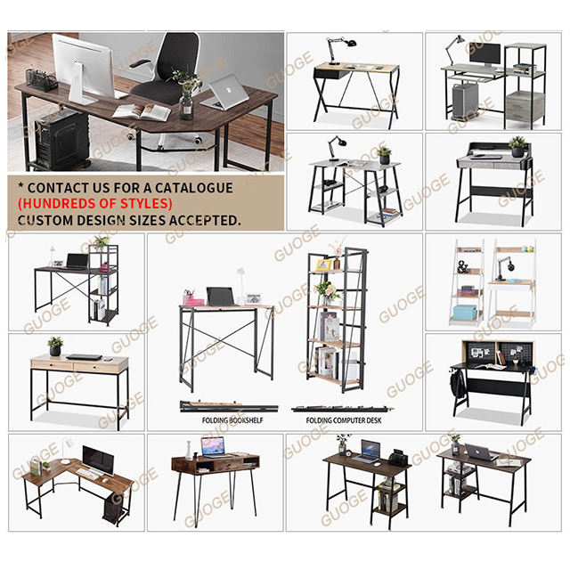 Customizable Industrial Computer Desk Wholesale Space Saving Wooden Writing Desks Sturdy Durable Metal Frame Workstation