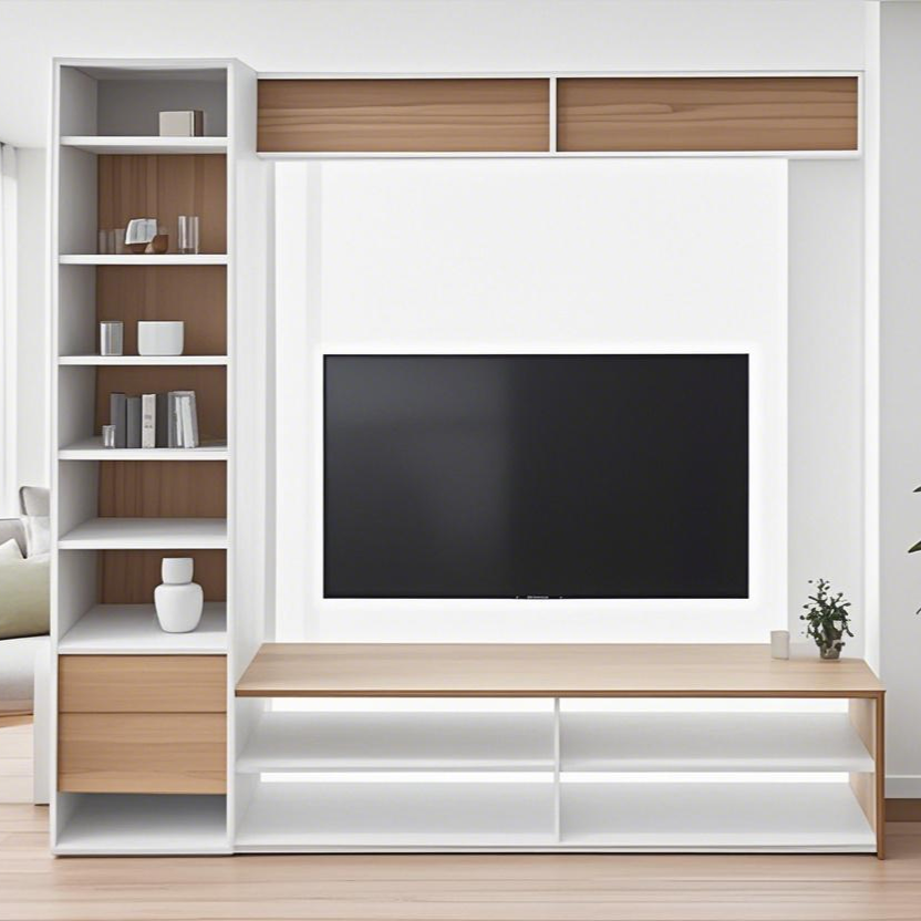 Multi Functional Storage Cabinet Modern Style Living Room Furniture TV Stand with Bookshelf