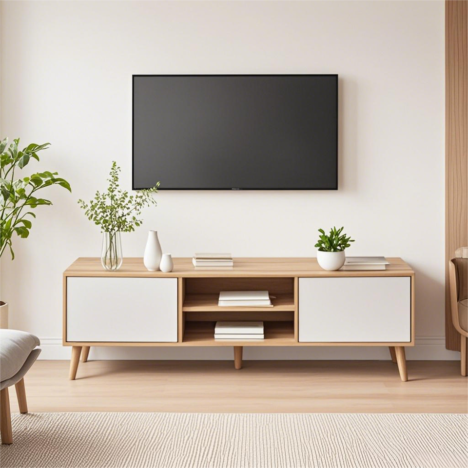 Nordic Modern Style Furniture TV Cabinet with Storage Short Legged Shape Wooden TV Stand for Living Room