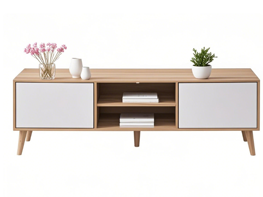 Nordic Modern Style Furniture TV Cabinet with Storage Short Legged Shape Wooden TV Stand for Living Room