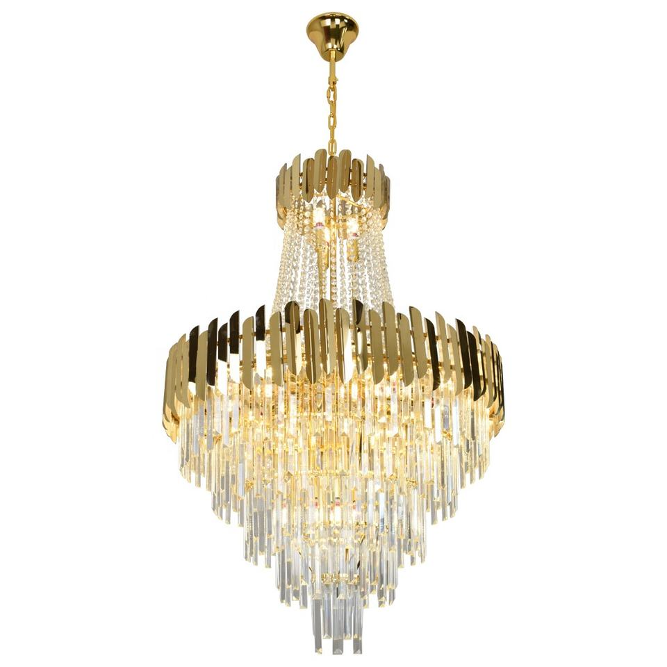 Metal Frame Crystal Chandelier Restaurant Stairwell Luxury and Elegant Lustre Illumination