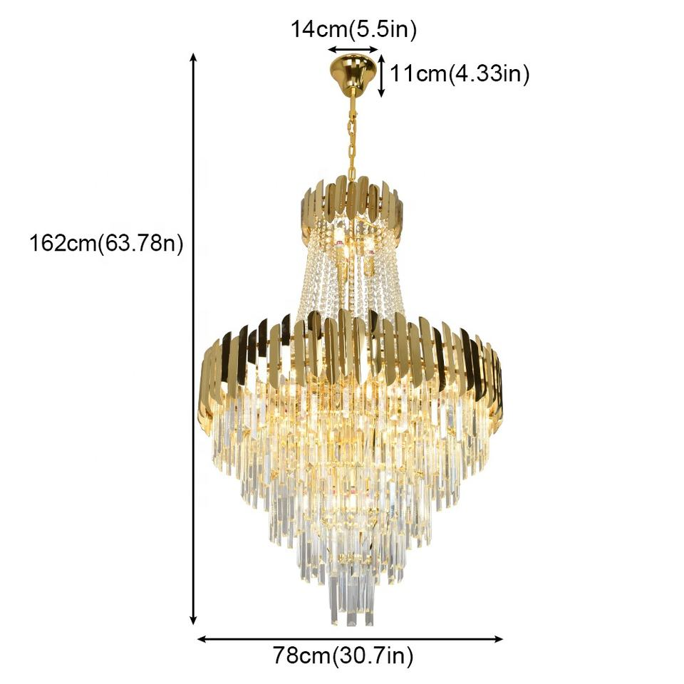 Metal Frame Crystal Chandelier Restaurant Stairwell Luxury and Elegant Lustre Illumination
