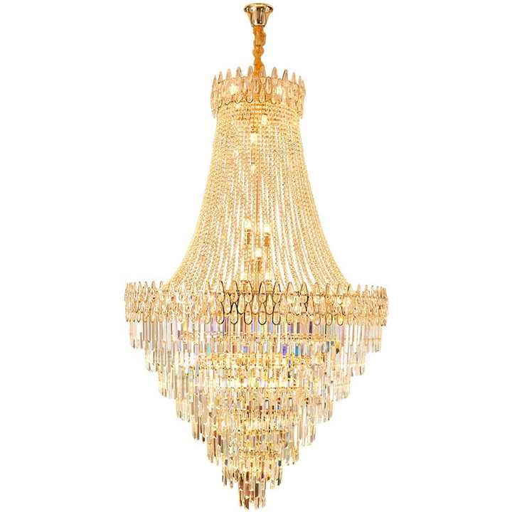 Luxury Hotel Restaurant Architectural Project Golden Crystal Chandelier Lighting Fixtures