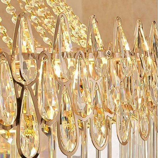 Luxury Hotel Restaurant Architectural Project Golden Crystal Chandelier Lighting Fixtures