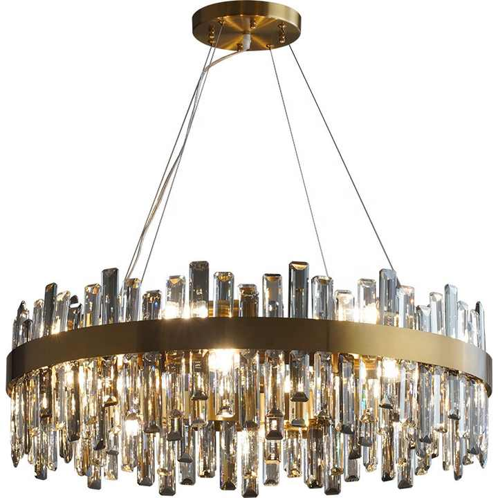 Luxury Crystal Pendant Light Iron K9 Gold Crystal Chandelier for Living Room
