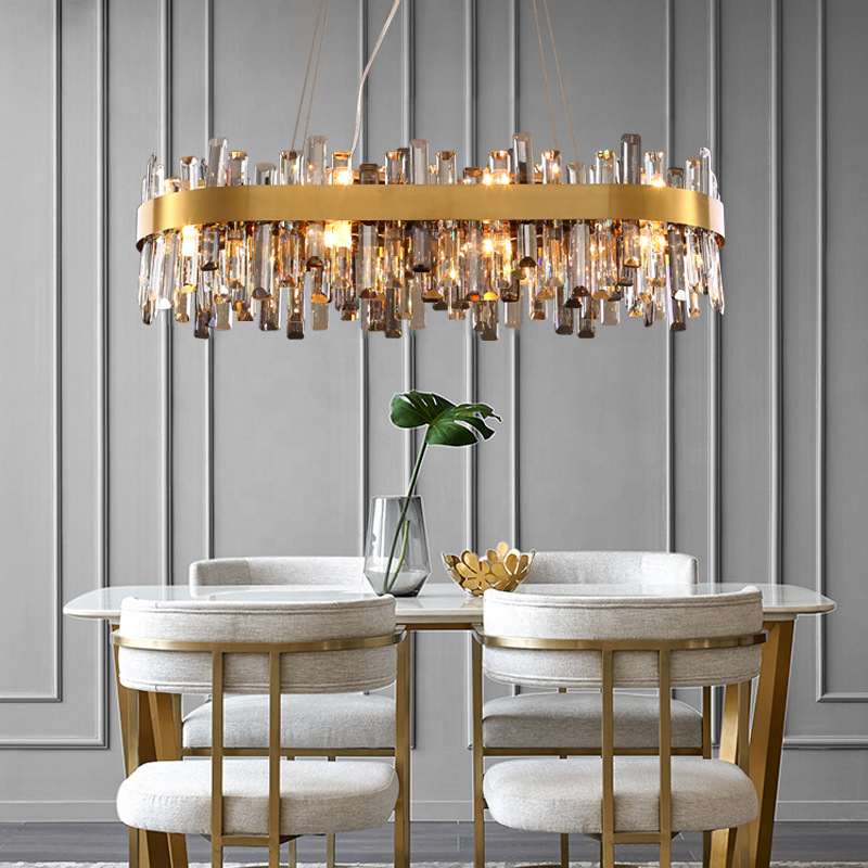 Luxury Crystal Pendant Light Iron K9 Gold Crystal Chandelier for Living Room