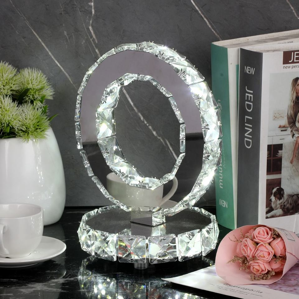 Crystal Table Lamp Heart Table Lamp Home Indoor Lighting Modern Chrome Table Light