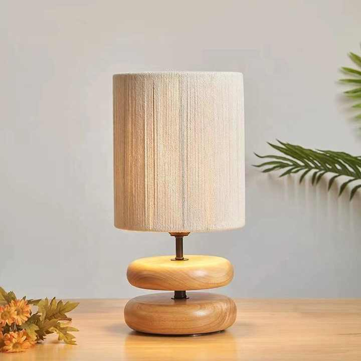Creative Solid Wood Living Room Study Reading Light Bedroom Bedside Japanese Atmosphere Table Lamp
