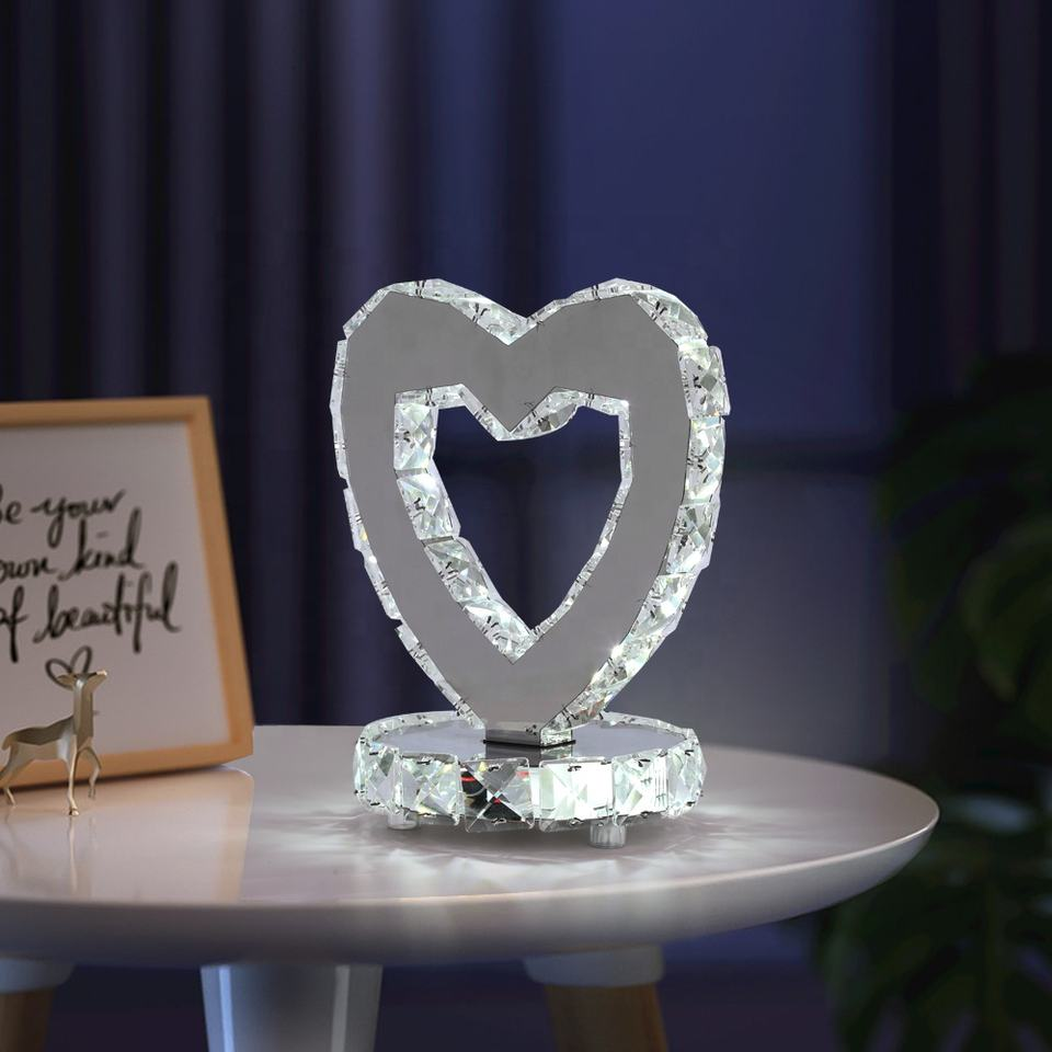Heart Table Lamp Home Lighting Modern Chrome Table Light Crystal Table Lamp