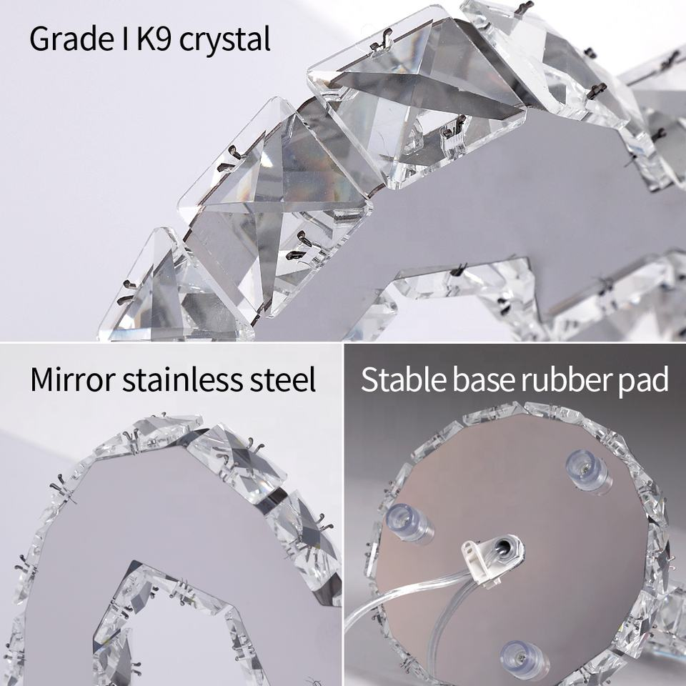 Heart Table Lamp Home Lighting Modern Chrome Table Light Crystal Table Lamp