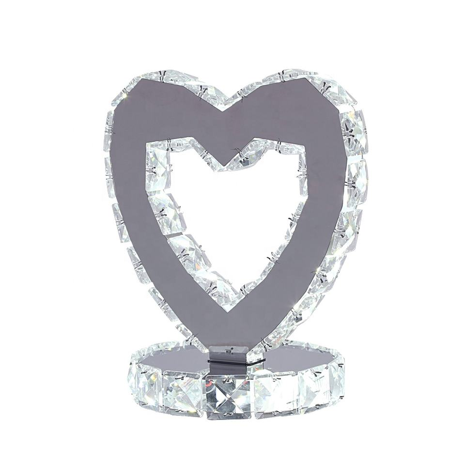 Heart Table Lamp Home Lighting Modern Chrome Table Light Crystal Table Lamp