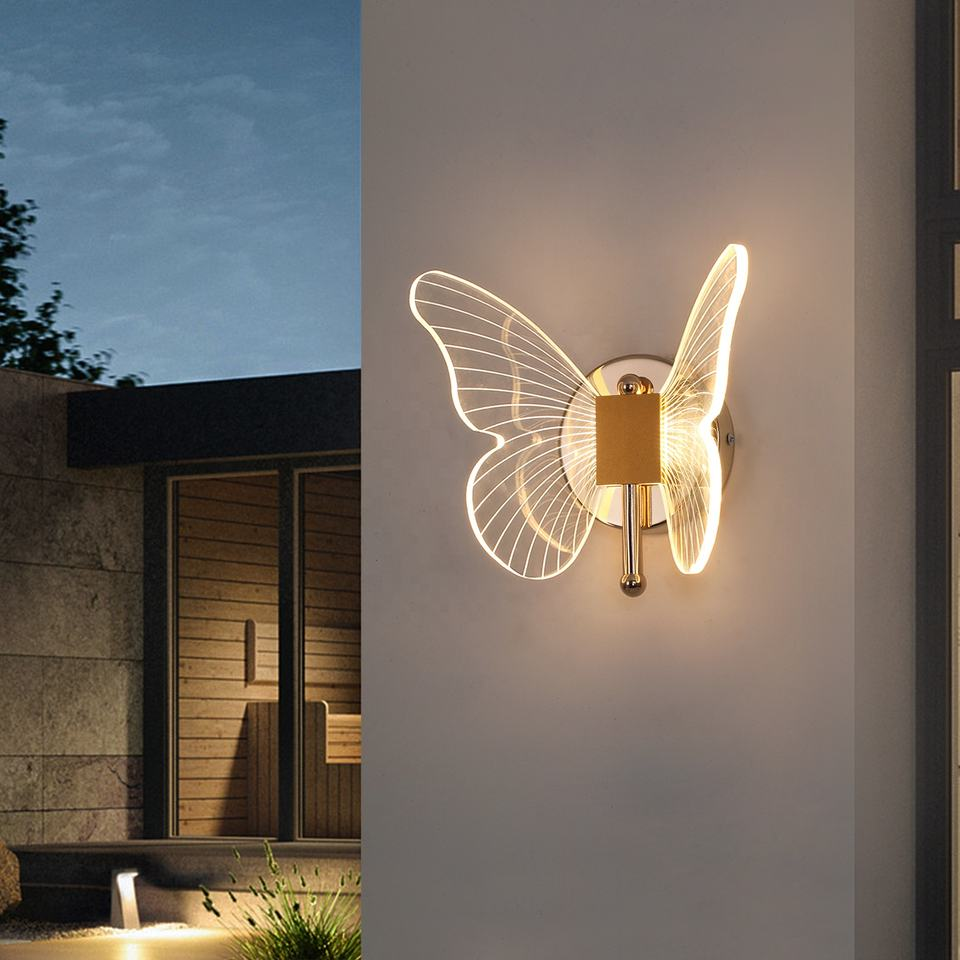 Butterfly Led Wall Lamp Bedside Hallway Design Wall Decor Light for Bedroom Hotel