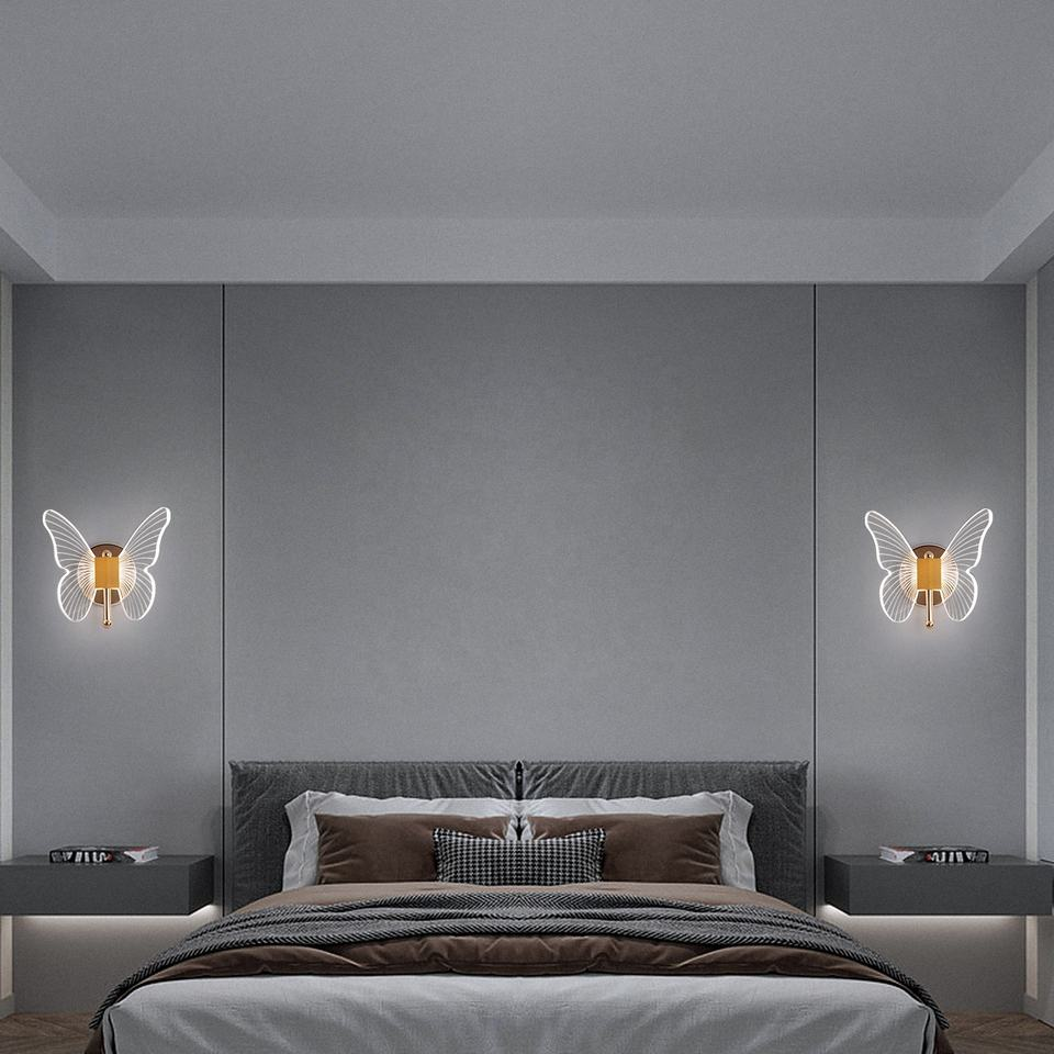 Butterfly Led Wall Lamp Bedside Hallway Design Wall Decor Light for Bedroom Hotel