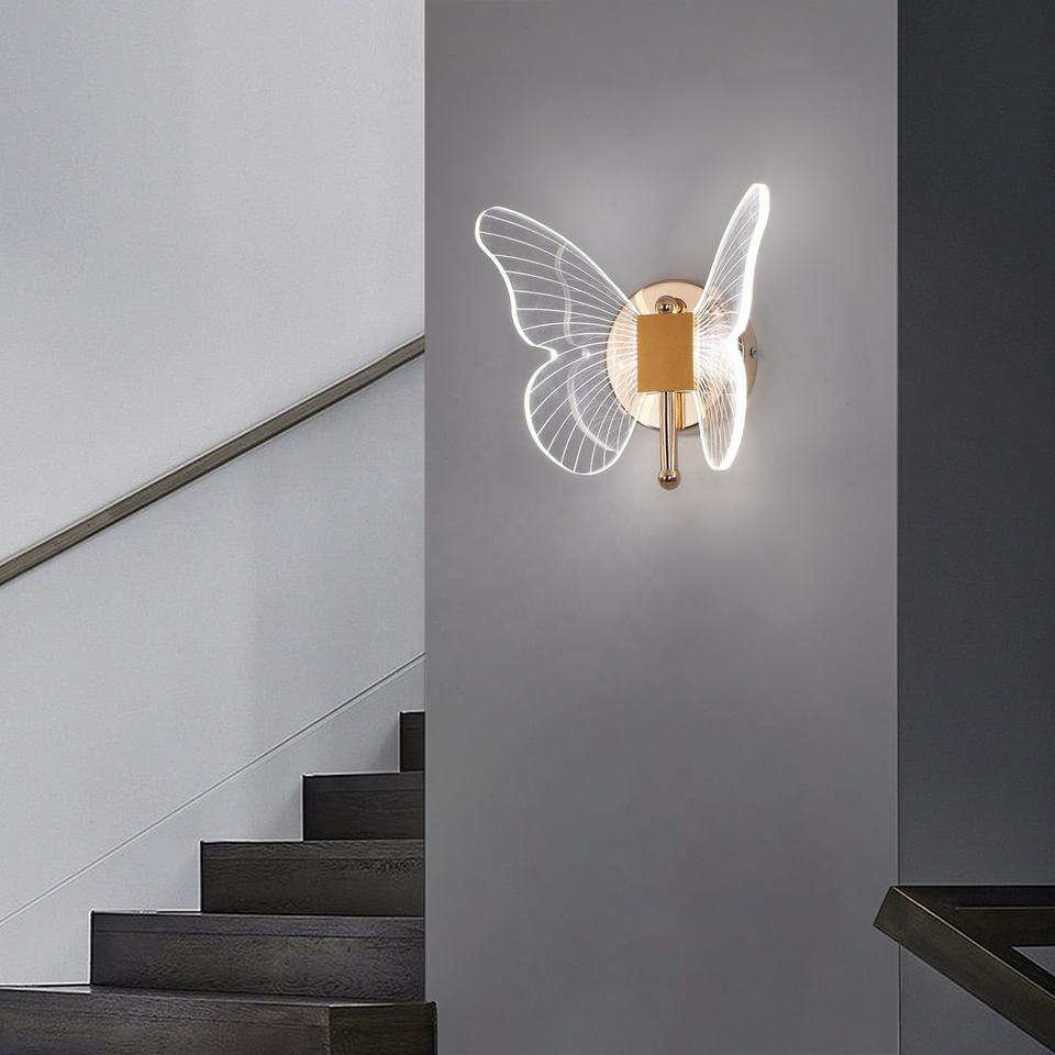 Butterfly Led Wall Lamp Bedside Hallway Design Wall Decor Light for Bedroom Hotel