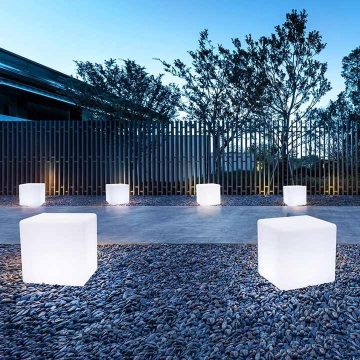 Patio Furniture/ Led Cube Chair/Led Outdoor Rechargeable Modern Cube Waterproof Led Furniture Garden Sets Table Chairs