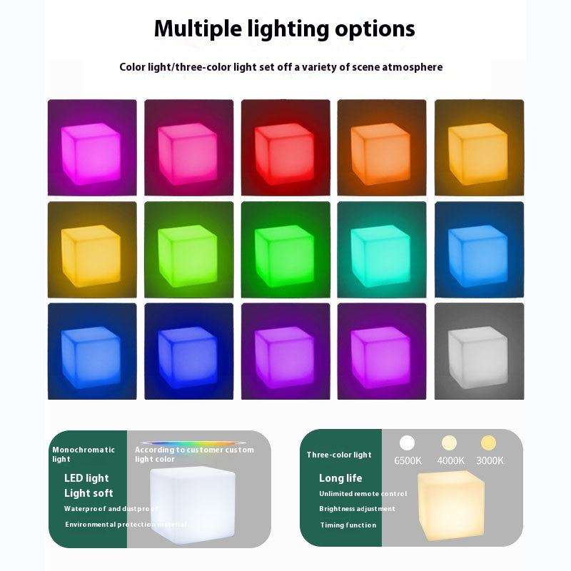 Patio Furniture/ Led Cube Chair/Led Outdoor Rechargeable Modern Cube Waterproof Led Furniture Garden Sets Table Chairs