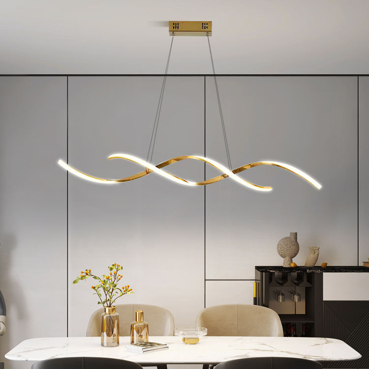 Nordic Geometry LED Pendant Light for Dining Living Room Kitchen Island Wave Strip Chandelier Lighting Fixture Home Decoratioan
