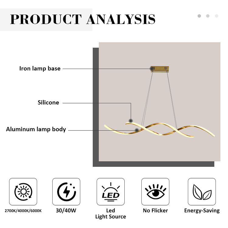 Nordic Geometry LED Pendant Light for Dining Living Room Kitchen Island Wave Strip Chandelier Lighting Fixture Home Decoratioan