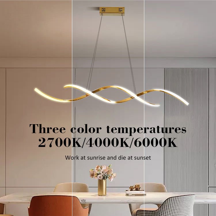 Nordic Geometry LED Pendant Light for Dining Living Room Kitchen Island Wave Strip Chandelier Lighting Fixture Home Decoratioan