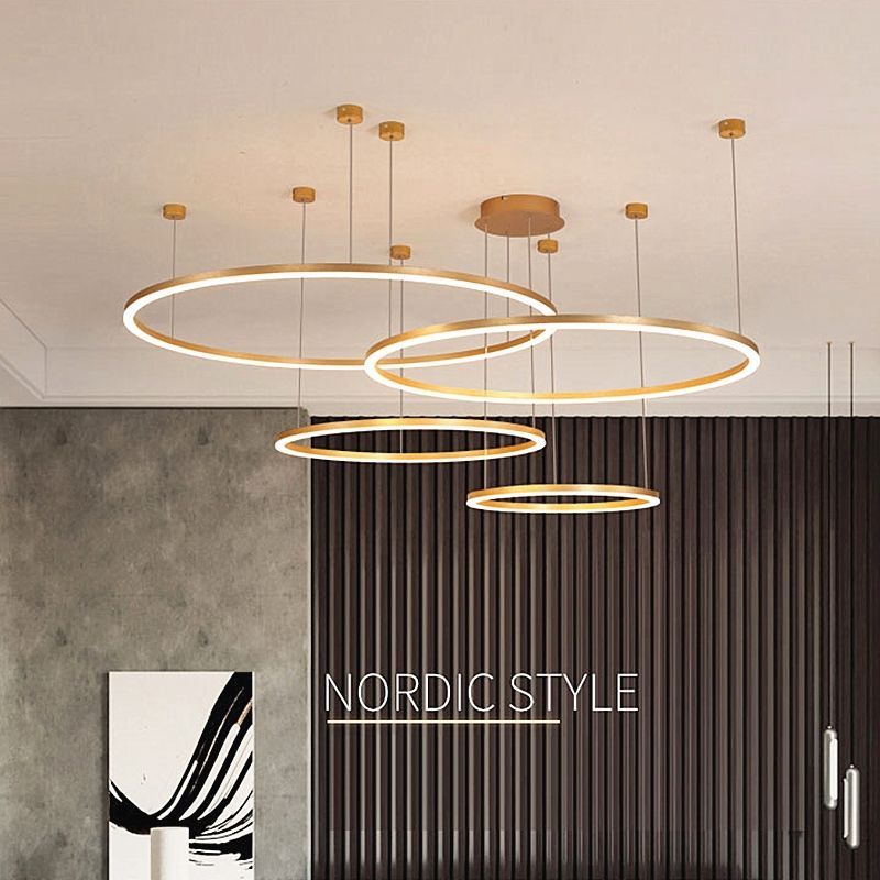 Nordic Style Indoor Centerpiece Dinning Room Hanging Iron Aluminum Pendant Light Led Chandelier