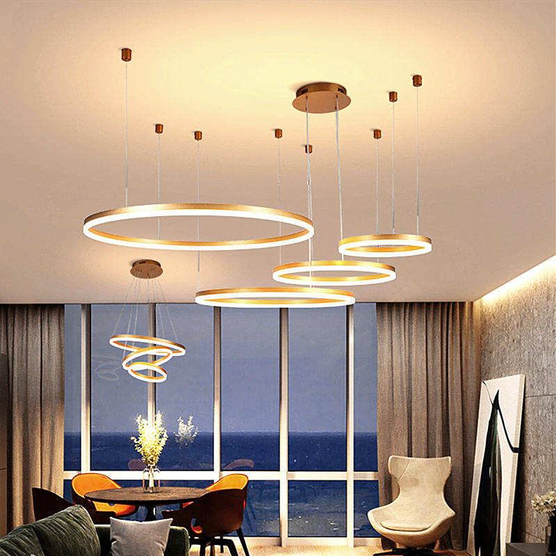 Nordic Style Indoor Centerpiece Dinning Room Hanging Iron Aluminum Pendant Light Led Chandelier