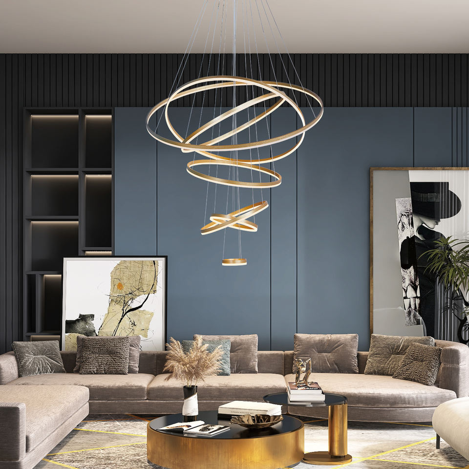 Wholesale Gold Crystal Chandeliers Lighting Stair Chandelier Modern Pendants Lighting Warm White Hanging Light