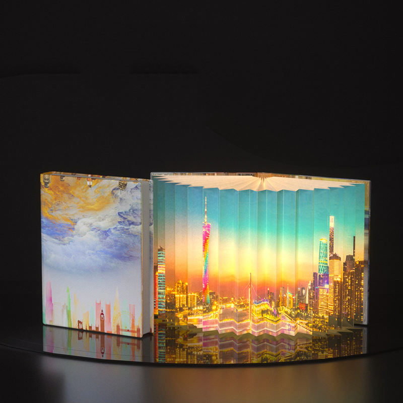 Book Light Novelty Folding Book Lamp Folding Night Light Portable Desk Tabletop Smart Rechargeable Bedside Light Gift
