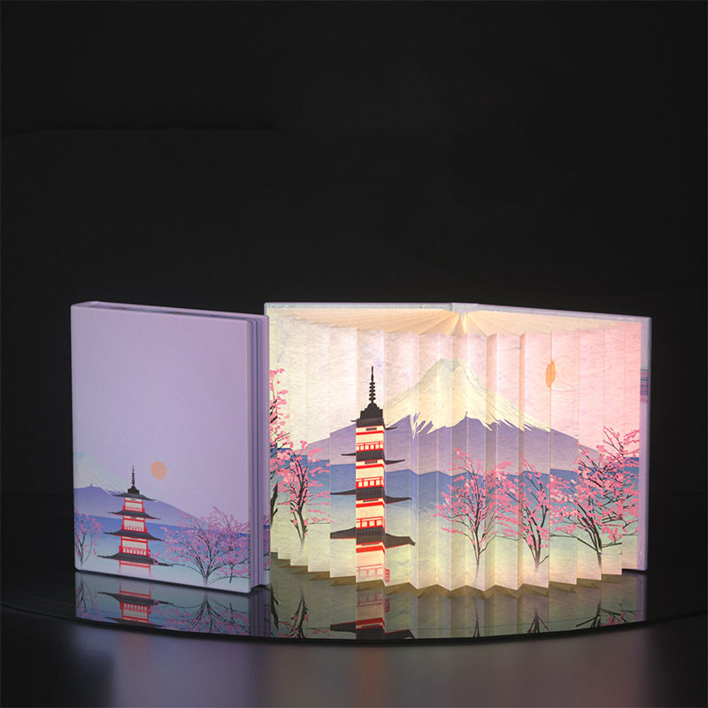 Book Light Novelty Folding Book Lamp Folding Night Light Portable Desk Tabletop Smart Rechargeable Bedside Light Gift