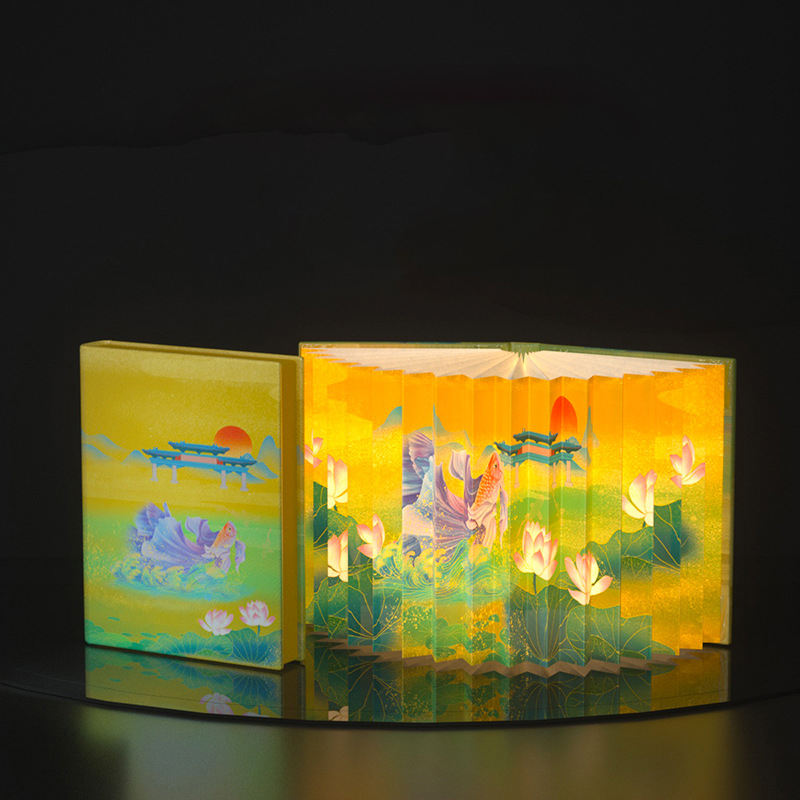 Book Light Novelty Folding Book Lamp Folding Night Light Portable Desk Tabletop Smart Rechargeable Bedside Light Gift