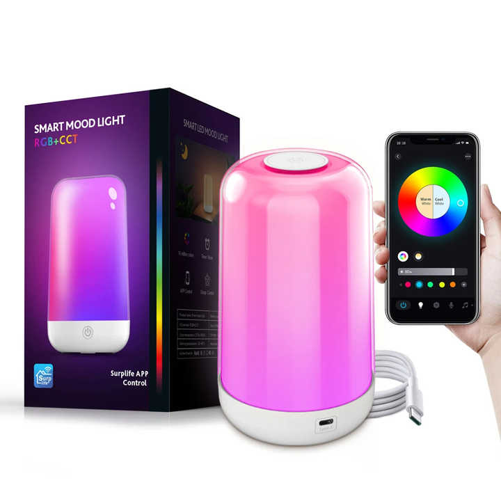 Colorful LED Touch Sensor Mood Lamp Wireless Night Light Portable Ambient Light for Home and Bedroom
