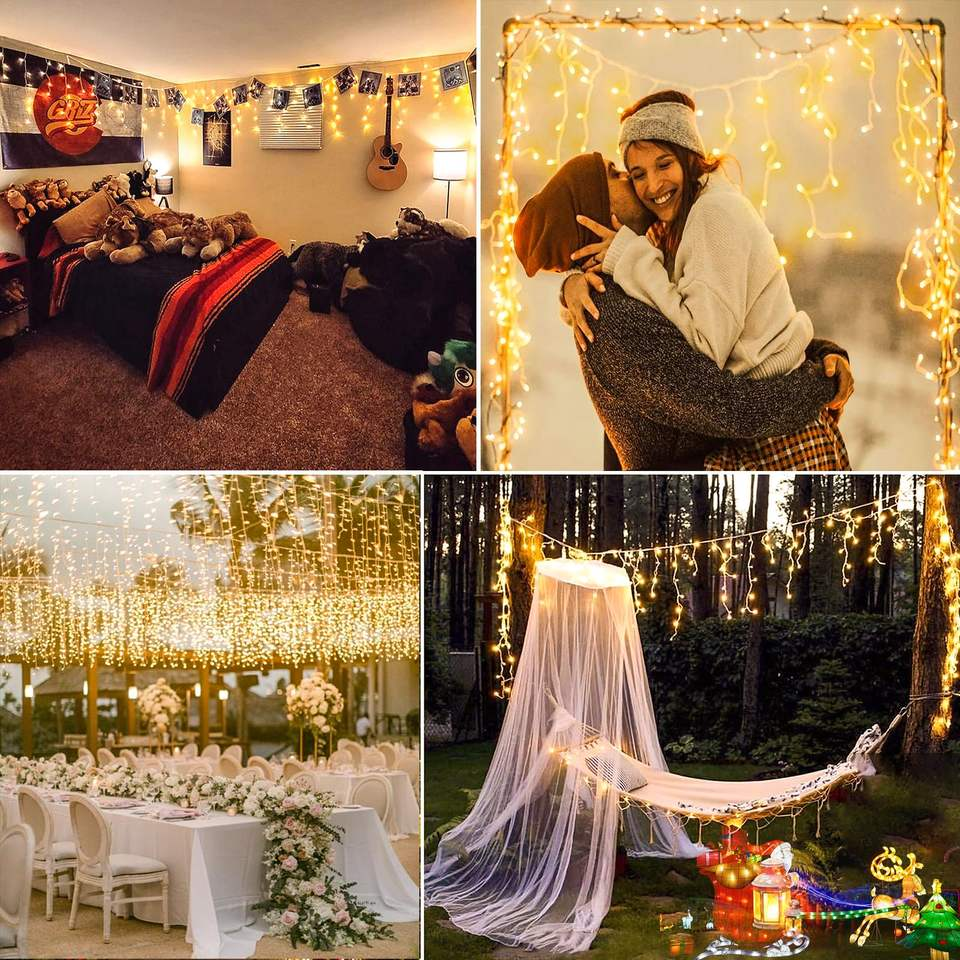 Waterproof LED Icicle String Lights for Roof Eaves Balcony & Stairs Warm White Connectable Outdoor Christmas Decoration