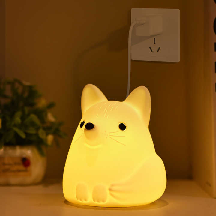 Custom Cartoon Silicone Fox LED Night Light Rechargeable Factory Desk Mini Sleep Lamp Kids' Colorful Day Night Visible Night