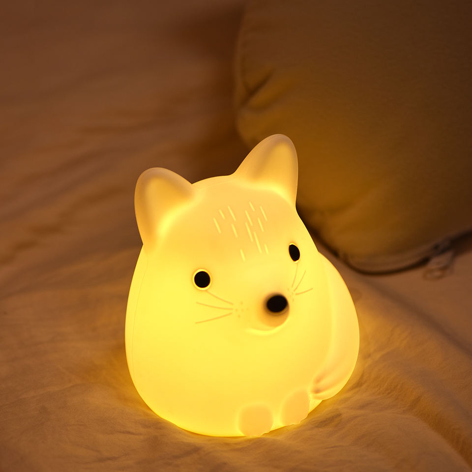 Custom Cartoon Silicone Fox LED Night Light Rechargeable Factory Desk Mini Sleep Lamp Kids' Colorful Day Night Visible Night